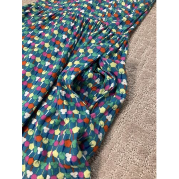 Sun Dress Blue/ Multi Color Button Front Racer Back W/ Pock… - Picture 6 of 7